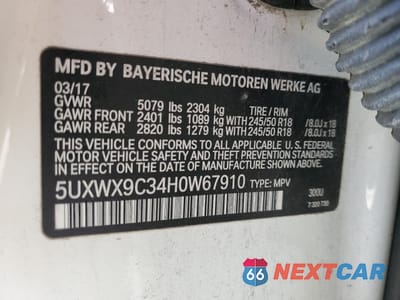 Zdjęcie 13 z 14 samochodu: 2017 BMW X3 XDRIVE28I VIN:5UXWX9C34H0W67910 - miniatura