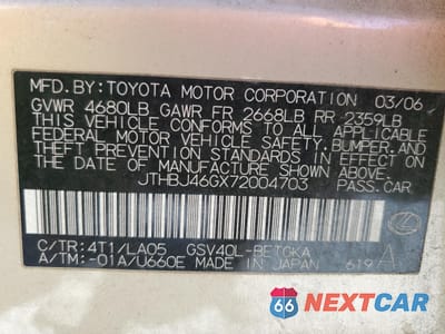 Zdjęcie 12 z 12 samochodu: 2007 LEXUS ES 350 VIN:JTHBJ46GX72004703 - miniatura