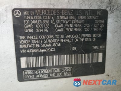Zdjęcie 13 z 14 samochodu: 1998 MERCEDES-BENZ ML 320 VIN:4JGAB54E6WA029423 - miniatura