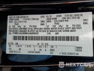 Zdjęcie 13 z 14 samochodu: 2019 FORD ESCAPE TITANIUM VIN:1FMCU9J99KUA85835 - miniatura
