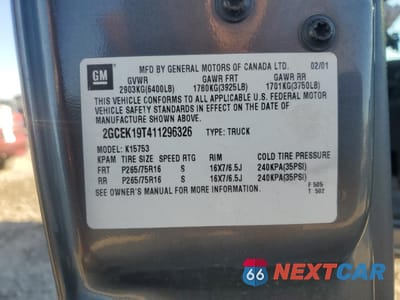 Zdjęcie 13 z 15 samochodu: 2001 CHEVROLET SILVERADO K1500 VIN:2GCEK19T411296326 - miniatura