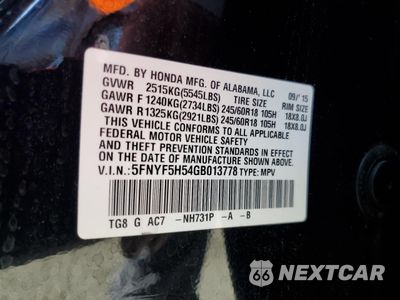 Zdjęcie 13 z 13 samochodu: 2016 HONDA PILOT EXL VIN:5FNYF5H54GB013778 - miniatura