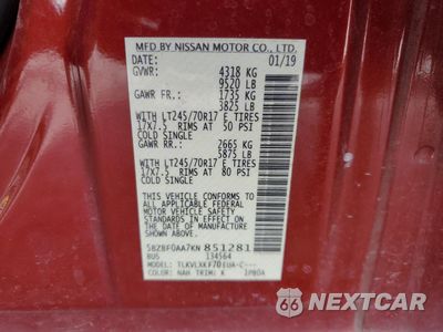 Zdjęcie 13 z 15 samochodu: 2019 NISSAN NV 3500 DELIVERY VAN VIN:5BZBF0AA7KN851281 - miniatura