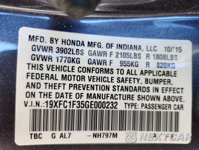 Zdjęcie 13 z 15 samochodu: 2016 HONDA CIVIC EX VIN:19XFC1F35GE000232 - miniatura