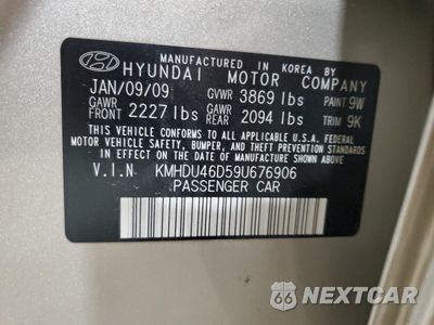 Zdjęcie 12 z 12 samochodu: 2009 HYUNDAI ELANTRA GLS VIN:KMHDU46D59U676906 - miniatura