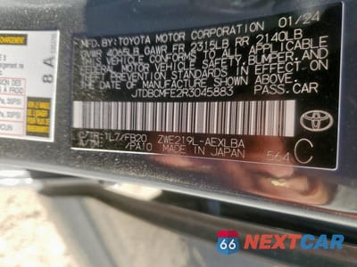 Zdjęcie 12 z 12 samochodu: 2024 TOYOTA COROLLA LE VIN:JTDBCMFE2R3045883 - miniatura