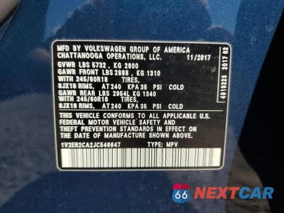 Zdjęcie 13 z 13 samochodu: 2018 VOLKSWAGEN ATLAS SEL VIN:1V2ER2CA2JC546647 - miniatura