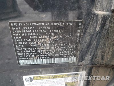 Zdjęcie 13 z 15 samochodu: 2013 VOLKSWAGEN TOUAREG V6 VIN:WVGEF9BP0DD009679 - miniatura