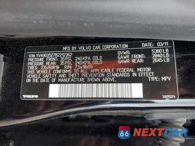 Zdjęcie 12 z 12 samochodu: 2011 VOLV XC60 AWD W/MOONROOF VIN:YV4902DZ7B2212362 - miniatura