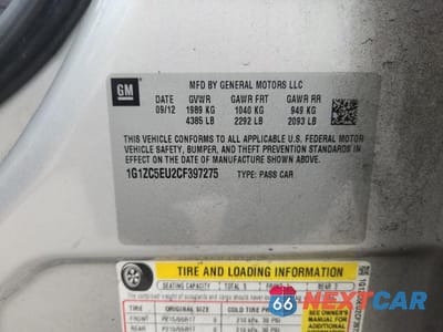 Zdjęcie 12 z 12 samochodu: 2012 CHEVROLET MALIBU 1LT VIN:1G1ZC5EU2CF397275 - miniatura
