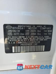 Zdjęcie 12 z 13 samochodu: 2018 HYUNDAI IONIQ BLUE VIN:KMHC65LC2JU076128 - miniatura
