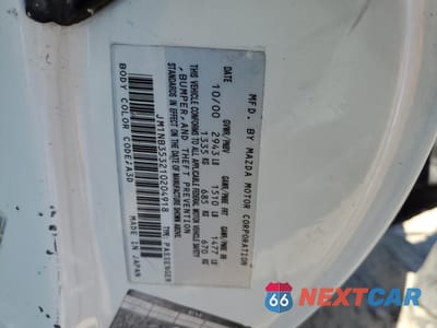 Zdjęcie 12 z 14 samochodu: 2001 MAZDA MX-5 MIATA BASE VIN:JM1NB353210204918 - miniatura