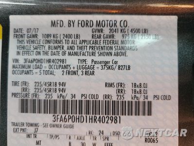 Zdjęcie 12 z 15 samochodu: 2017 FORD FUSION SE VIN:3FA6P0HD1HR402981 - miniatura