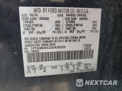 Zdjęcie 13 z 15 samochodu: 2002 FORD F250 SUPER DUTY VIN:1FTNW20S32EA50320 - miniatura