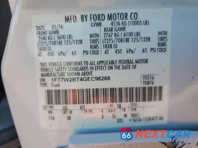 Zdjęcie 13 z 13 samochodu: 2016 FORD F250 SUPER DUTY VIN:1FT7W2BT4GEC98288 - miniatura