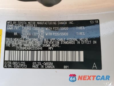 Zdjęcie 13 z 15 samochodu: 2019 LEXUS RX 450H BASE VIN:2T2BGMCA6KC035646 - miniatura