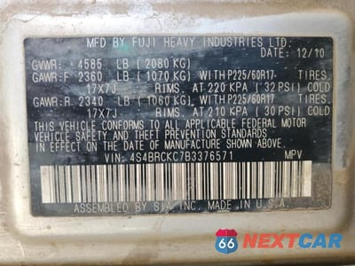 Zdjęcie 14 z 14 samochodu: 2011 SUBARU OUTBACK 2.5I LIMITED VIN:4S4BRCKC7B3376571 - miniatura