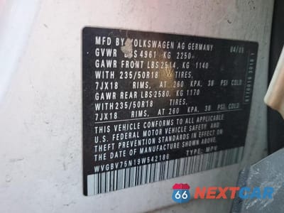 Zdjęcie 14 z 14 samochodu: 2009 VOLKSWAGEN TIGUAN SE VIN:WVGBV75N19W542186 - miniatura