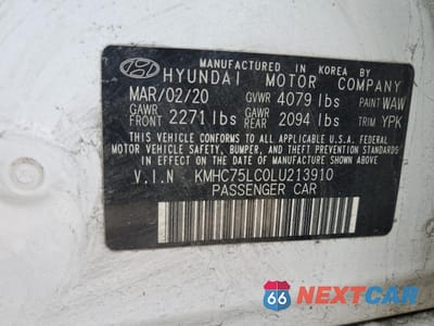 Zdjęcie 12 z 13 samochodu: 2020 HYUNDAI IONIQ SE VIN:KMHC75LC0LU213910 - miniatura