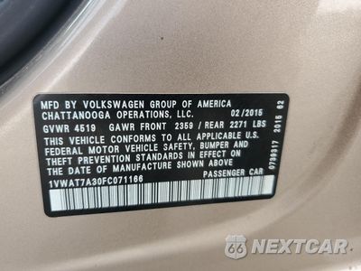 Zdjęcie 12 z 14 samochodu: 2015 VOLKSWAGEN PASSAT S VIN:1VWAT7A30FC071166 - miniatura