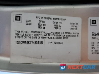Zdjęcie 12 z 12 samochodu: 2000 BUICK PARK AVENUE VIN:1G4CW54K4Y4235151 - miniatura
