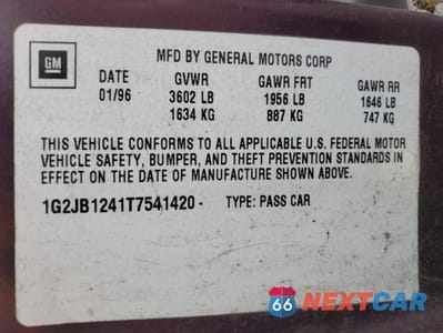 Zdjęcie 12 z 14 samochodu: 1996 PONTIAC SUNFIRE SE VIN:1G2JB1241T7541420 - miniatura