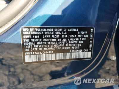 Zdjęcie 13 z 15 samochodu: 2018 VOLKSWAGEN PASSAT S VIN:1VWAA7A32JC014496 - miniatura