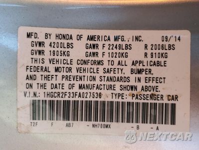 Zdjęcie 13 z 15 samochodu: 2015 HONDA ACCORD LX VIN:1HGCR2F33FA027536 - miniatura