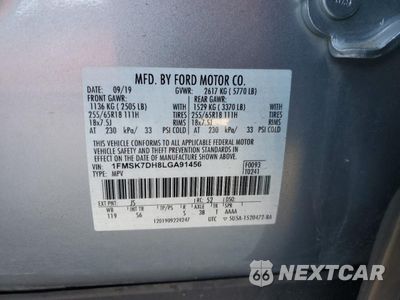 Zdjęcie 13 z 16 samochodu: 2020 FORD EXPLORER XLT VIN:1FMSK7DH8LGA91456 - miniatura