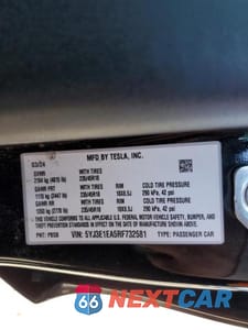 Zdjęcie 12 z 12 samochodu: 2024 TESLA MODEL 3 VIN:5YJ3E1EA5RF732581 - miniatura