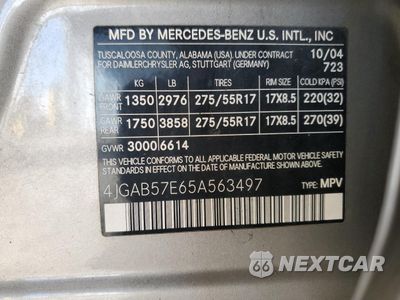 Zdjęcie 13 z 13 samochodu: 2005 MERCEDES-BENZ ML 350 VIN:4JGAB57E65A563497 - miniatura