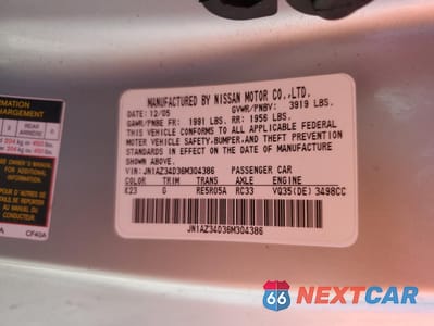 Zdjęcie 13 z 13 samochodu: 2006 NISSAN 350Z COUPE VIN:JN1AZ34D36M304386 - miniatura