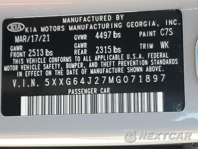 Zdjęcie 12 z 13 samochodu: 2021 KIA K5 GT LINE VIN:5XXG64J27MG071897 - miniatura