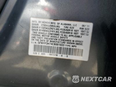 Zdjęcie 13 z 13 samochodu: 2012 HONDA PILOT EXLN VIN:5FNYF3H74CB001033 - miniatura