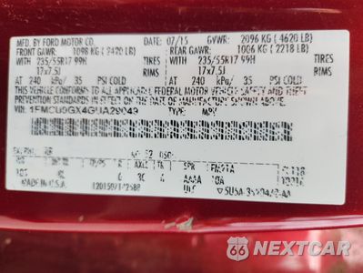 Zdjęcie 14 z 16 samochodu: 2016 FORD ESCAPE SE VIN:1FMCU0GX4GUA29049 - miniatura