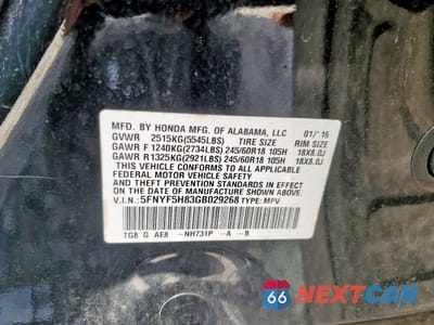 Zdjęcie 14 z 14 samochodu: 2016 HONDA PILOT EXL VIN:5FNYF5H83GB029268 - miniatura