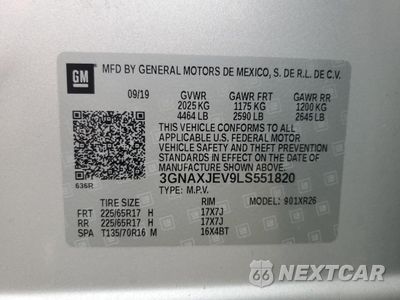 Zdjęcie 13 z 13 samochodu: 2020 CHEVROLET EQUINOX LT VIN:3GNAXJEV9LS551820 - miniatura