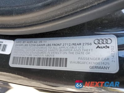 Zdjęcie 12 z 12 samochodu: 2012 AUDI A6 VIN:WAUBGAFCXCN007425 - miniatura