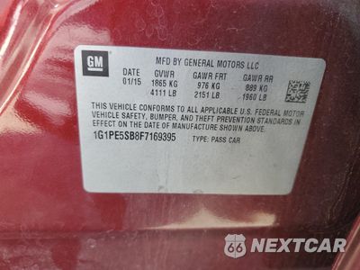 Zdjęcie 12 z 12 samochodu: 2015 CHEVROLET CRUZE LT VIN:1G1PE5SB8F7169395 - miniatura