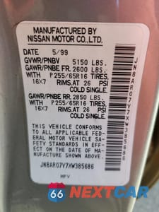 Zdjęcie 13 z 13 samochodu: 1999 NISSAN PATHFINDER LE VIN:JN8AR07Y7XW385686 - miniatura