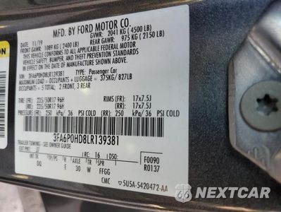 Zdjęcie 23 z 24 samochodu: 2020 FORD FUSION SE VIN:3FA6P0HD8LR139381 - miniatura