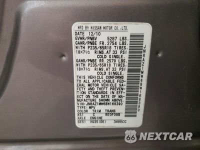 Zdjęcie 14 z 14 samochodu: 2011 NISSAN MURANO S VIN:JN8AZ1MW6BW168390 - miniatura