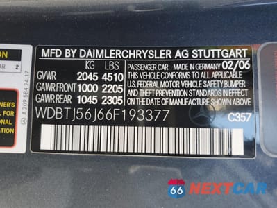 Zdjęcie 13 z 13 samochodu: 2006 MERCEDES-BENZ CLK 350 VIN:WDBTJ56J66F193377 - miniatura