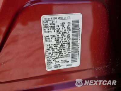 Zdjęcie 13 z 13 samochodu: 2012 NISSAN ROGUE S VIN:JN8AS5MT5CW294517 - miniatura