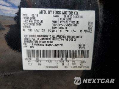 Zdjęcie 13 z 13 samochodu: 2013 FORD EXPLORER SPORT VIN:1FM5K8GT5DGC32679 - miniatura