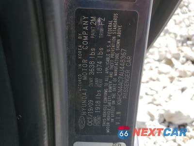 Zdjęcie 12 z 14 samochodu: 2010 HYUNDAI ACCENT GLS VIN:KMHCN4AC7AU448367 - miniatura