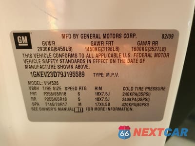 Zdjęcie 13 z 15 samochodu: 2009 GMC ACADIA SLT-1 VIN:1GKEV23D79J195589 - miniatura