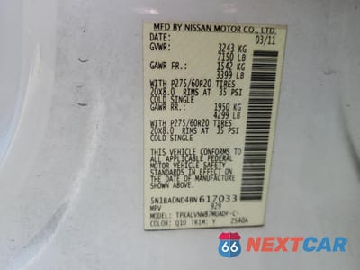 Zdjęcie 14 z 14 samochodu: 2011 NISSAN ARMADA SV VIN:5N1BA0ND4BN617033 - miniatura