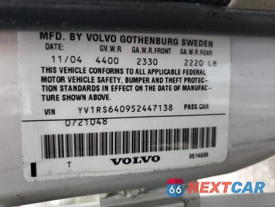 Zdjęcie 12 z 14 samochodu: 2005 VOLVO S60 VIN:YV1RS640952447138 - miniatura