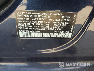 Zdjęcie 13 z 14 samochodu: 2013 VOLKSWAGEN PASSAT S VIN:1VWAP7A34DC074623 - miniatura